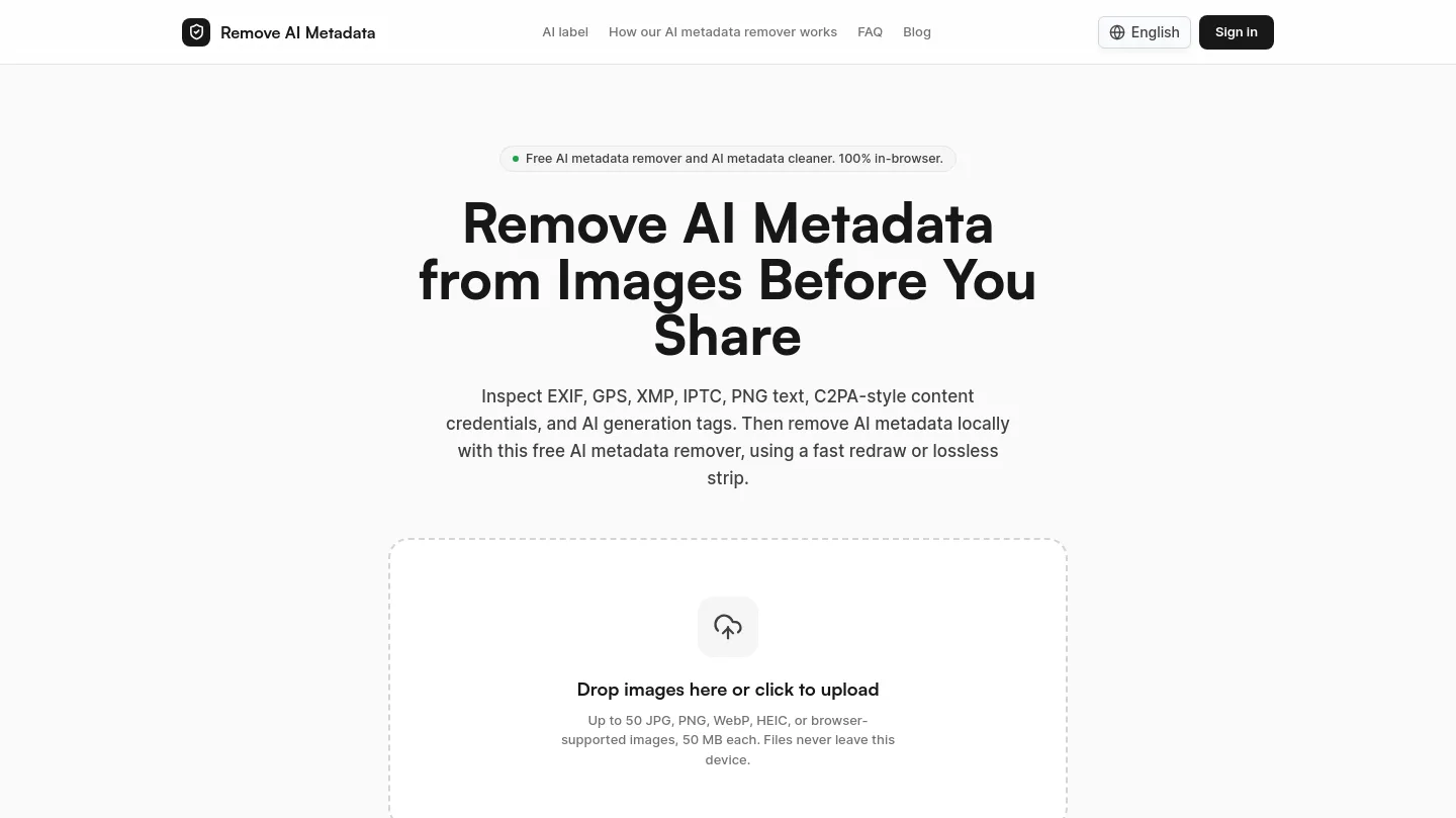 removeaimetadata.com — a measured funnel