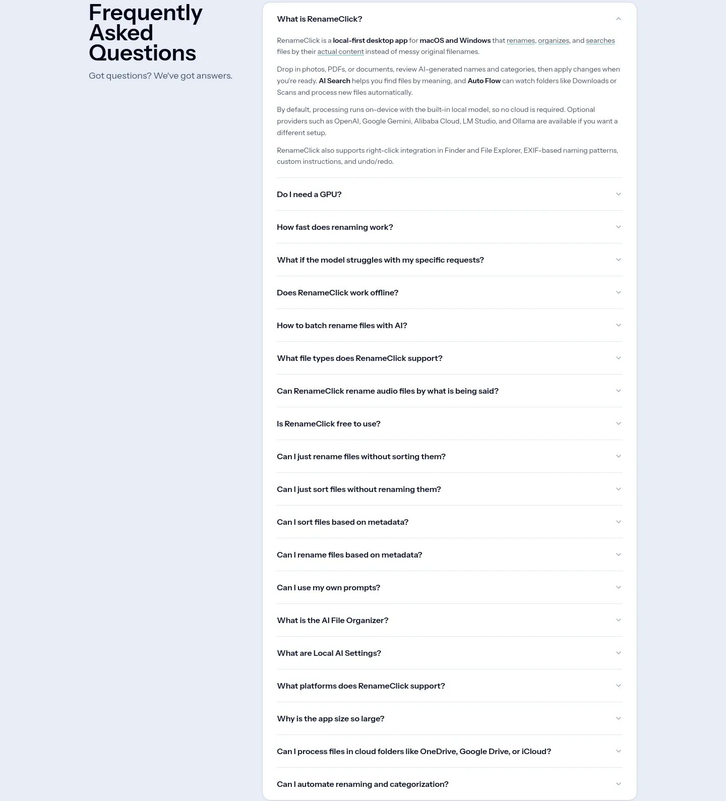 rename.click FAQ section