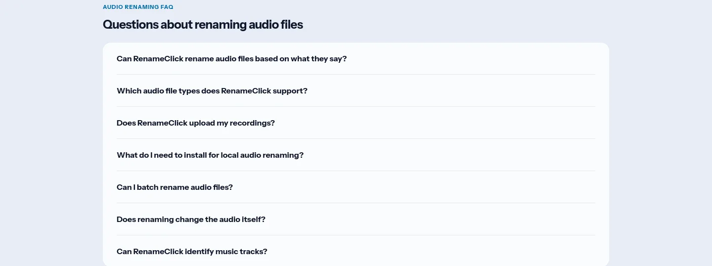 rename.click FAQ section