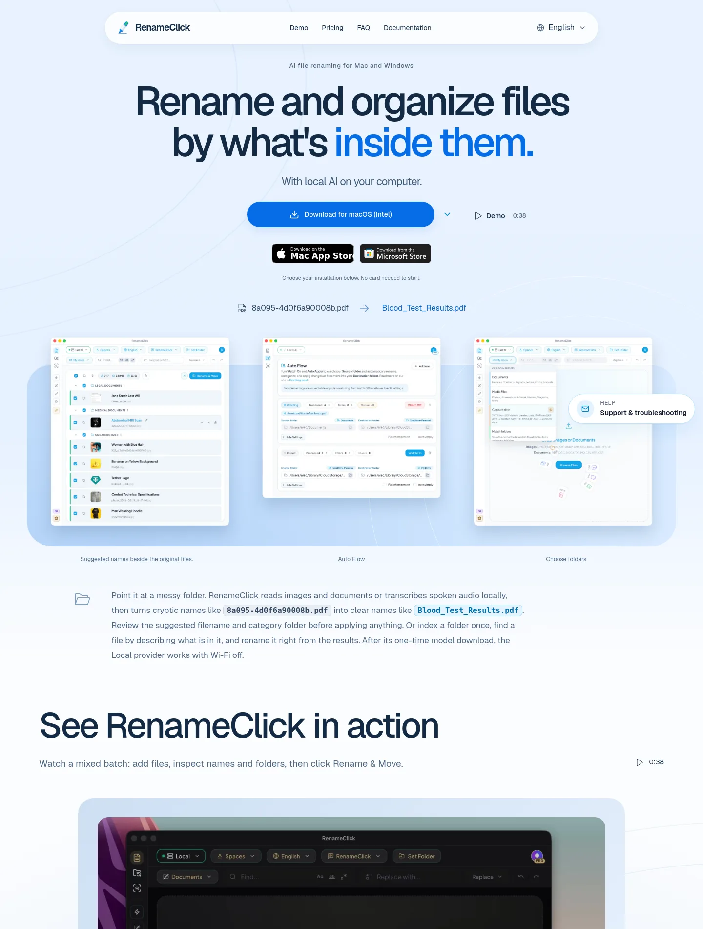rename.click — a measured funnel