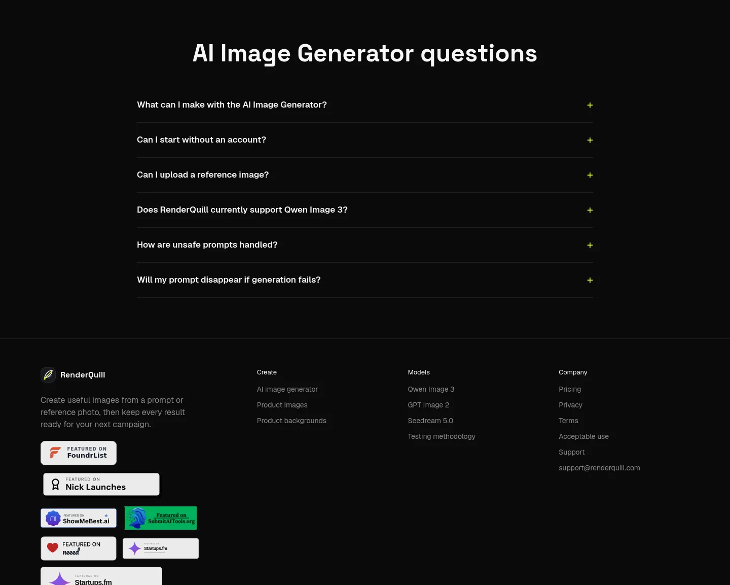 renderquill.com FAQ section