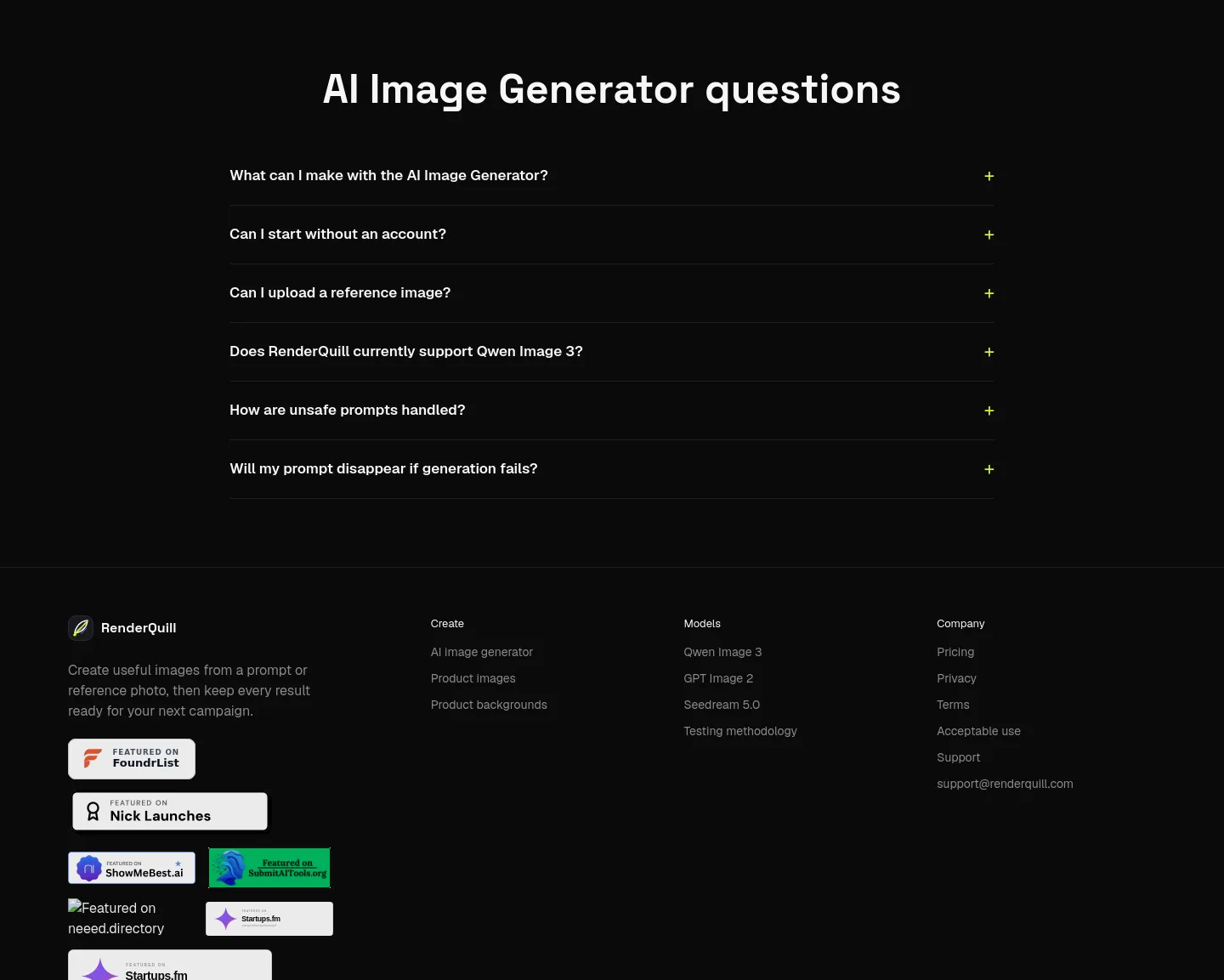 renderquill.com FAQ section