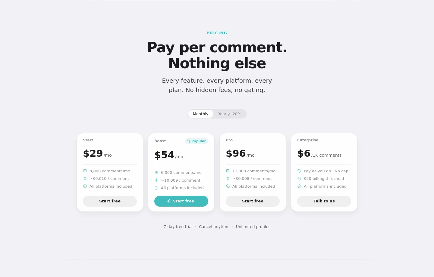 reply200.com — Pricing