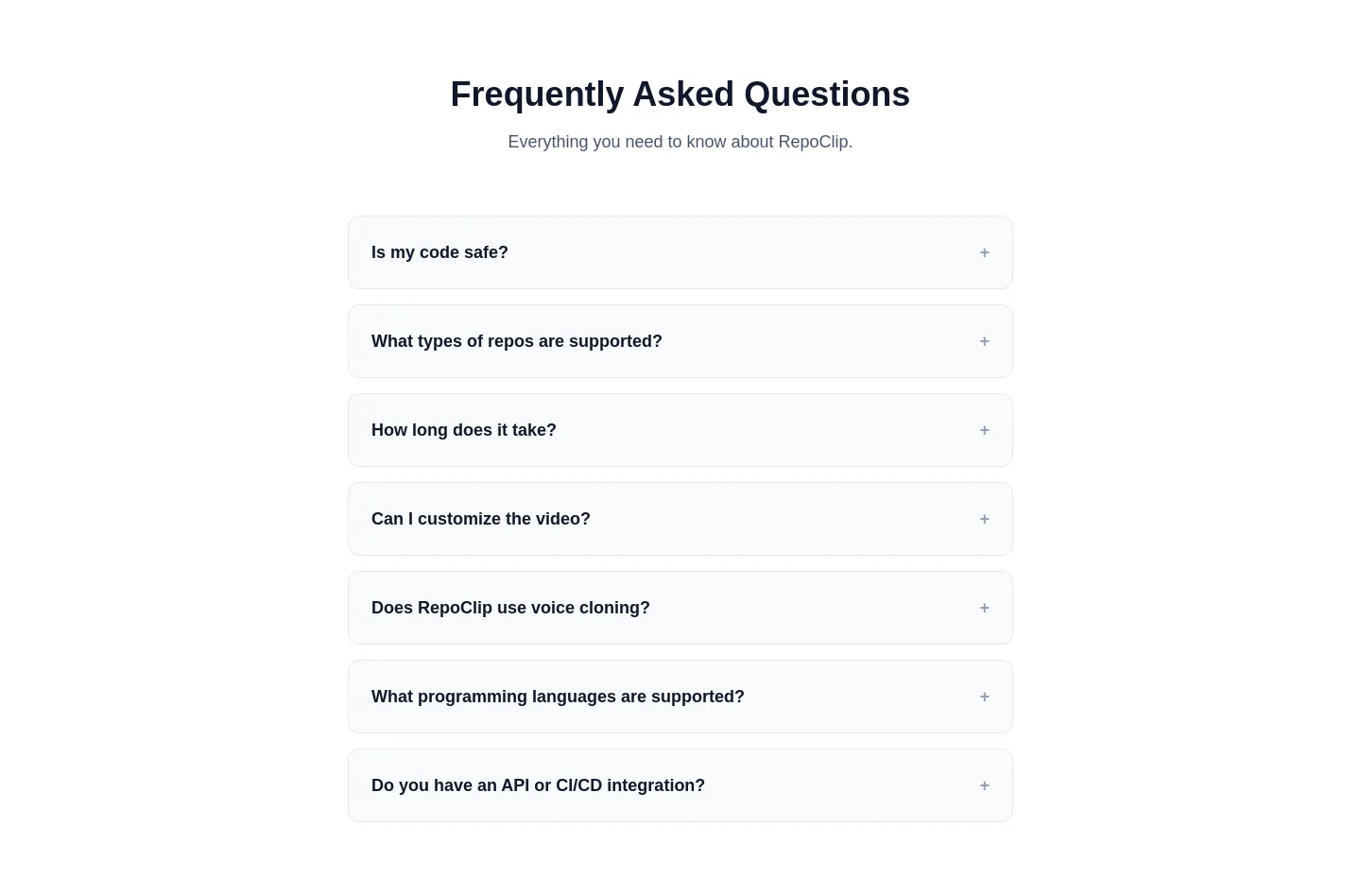 repoclip.io FAQ section