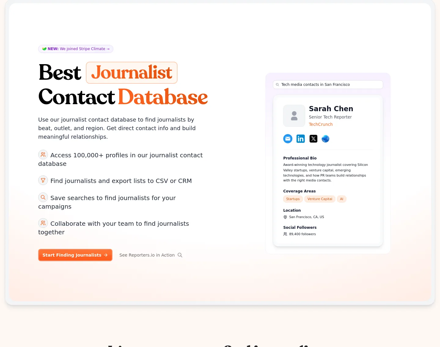 reporters.io Hero section