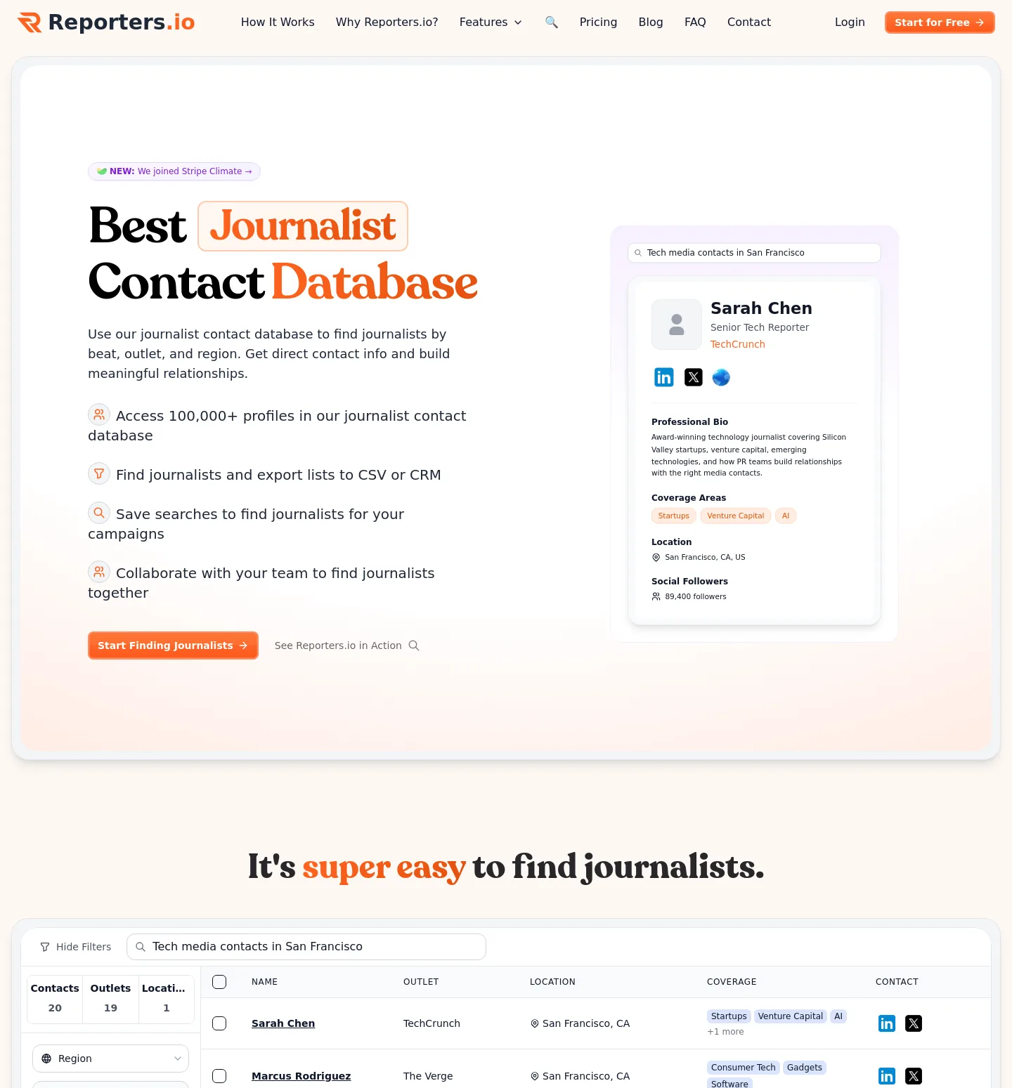 reporters.io — Hero + Logo Wall + Pricing + FAQ
