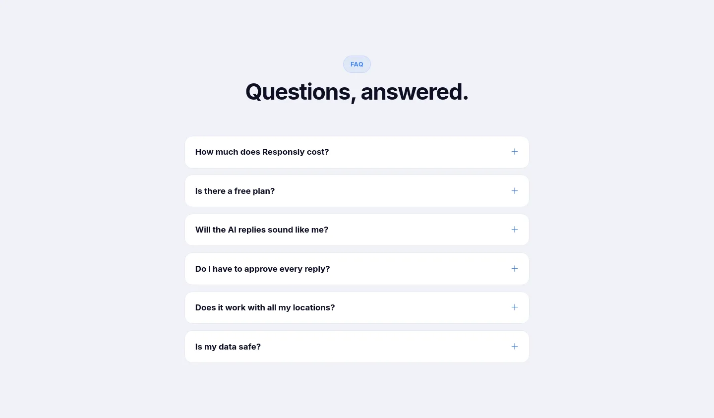 responsly.ai FAQ section