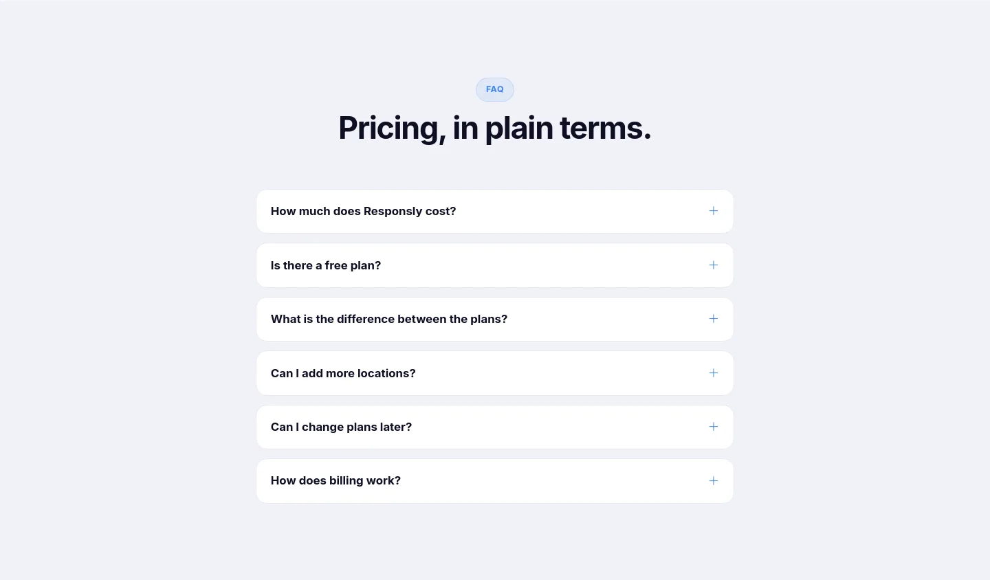 responsly.ai FAQ section