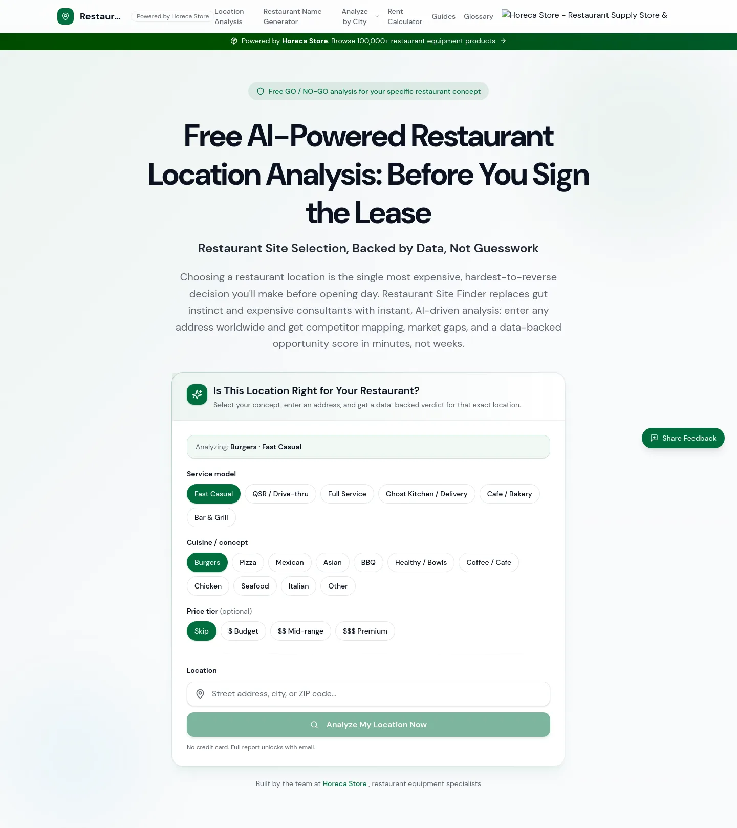 restaurantsitefinder.com — Hero