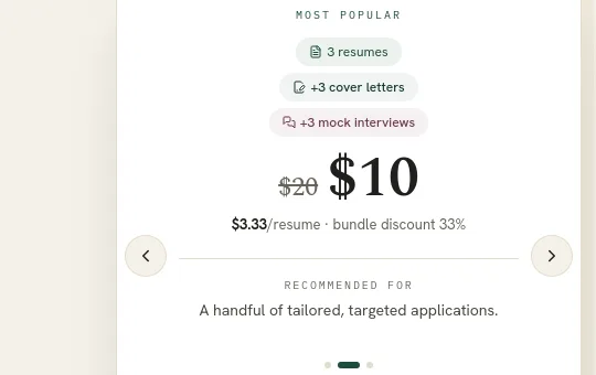 Price anchor element from resume-studio.app
