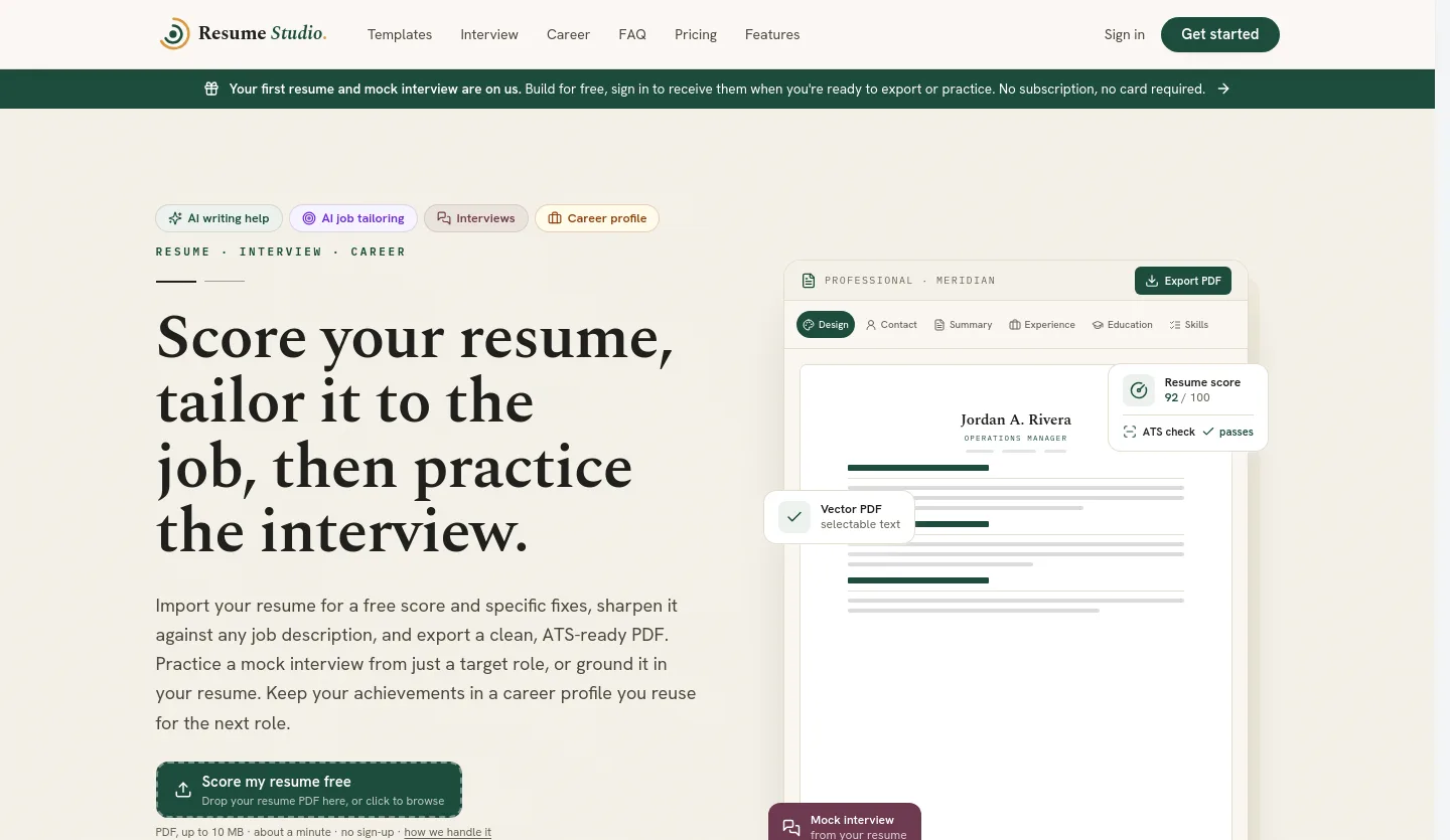 resume-studio.app — a measured funnel