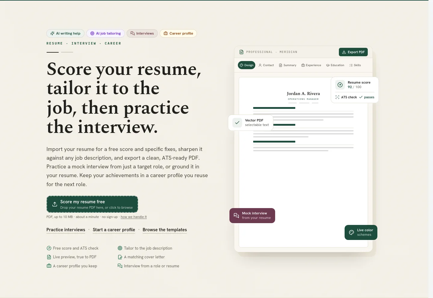 resume-studio.app Hero section