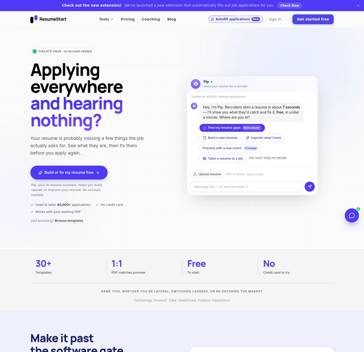 resumestart.ai — a measured funnel