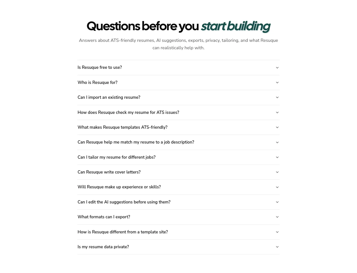 resuque.com — FAQ