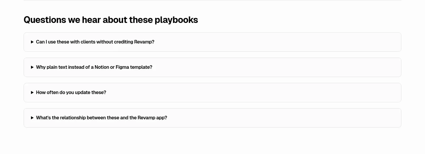 revamp.dev FAQ section