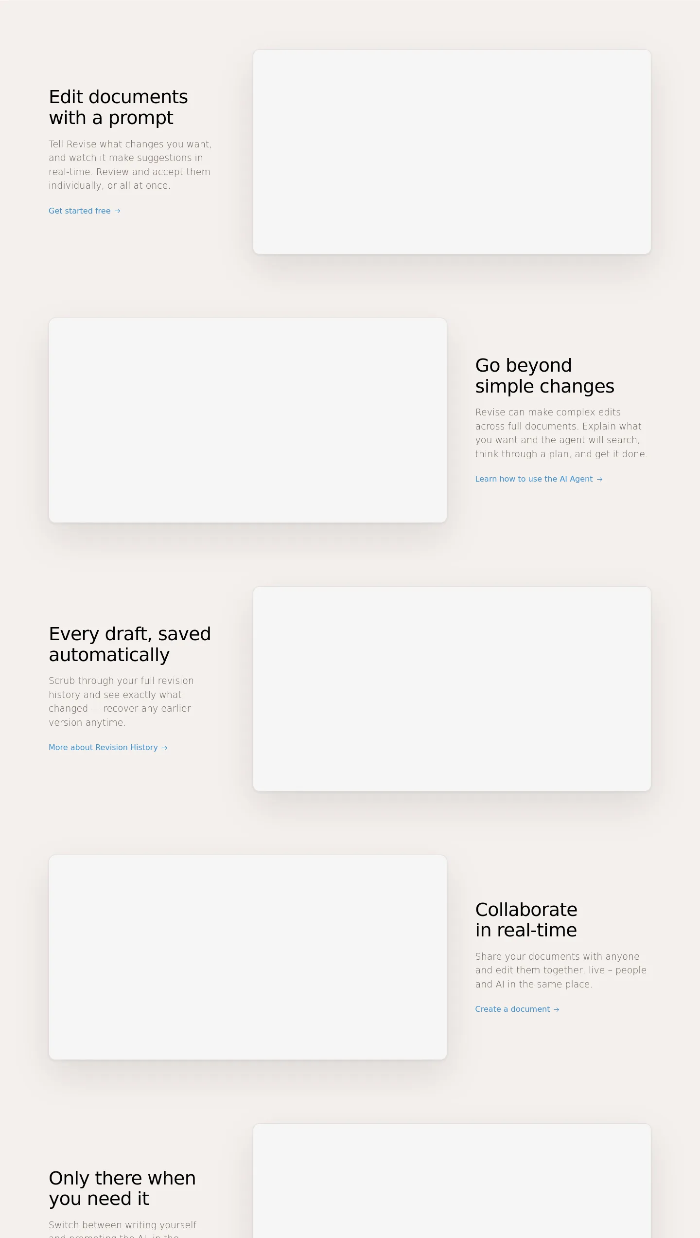revise.io — a real Features section