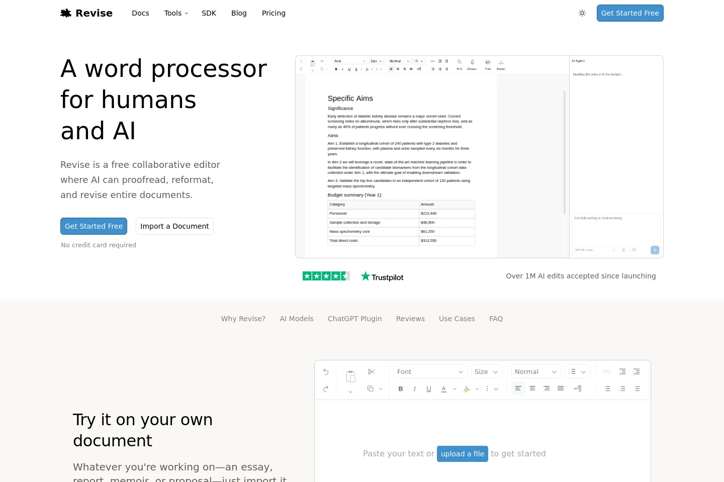 revise.io — a real Hero section