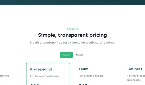No credit card element from ricordamiapp.com