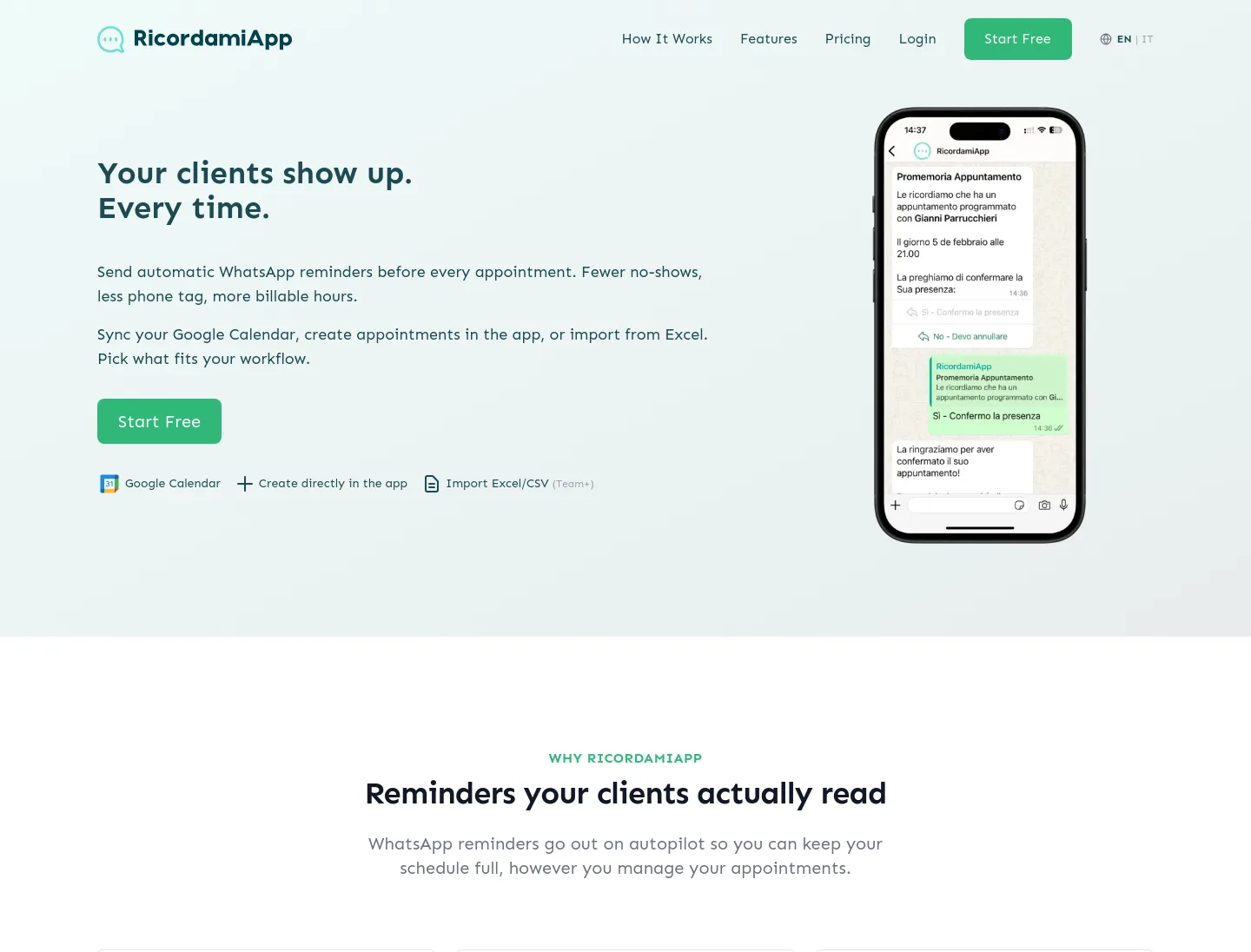ricordamiapp.com — a measured funnel
