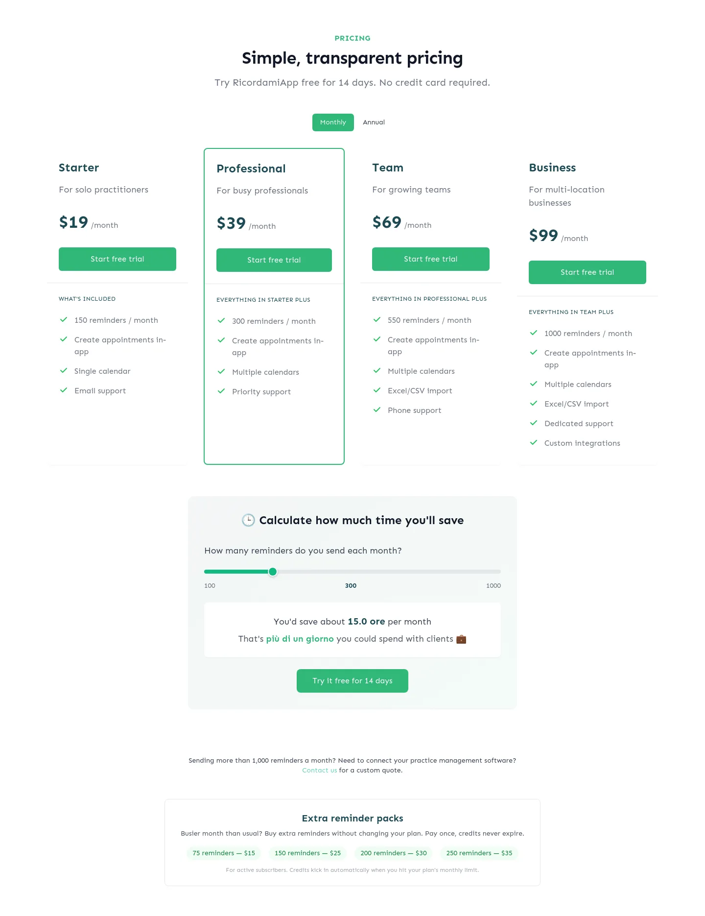 ricordamiapp.com — Pricing