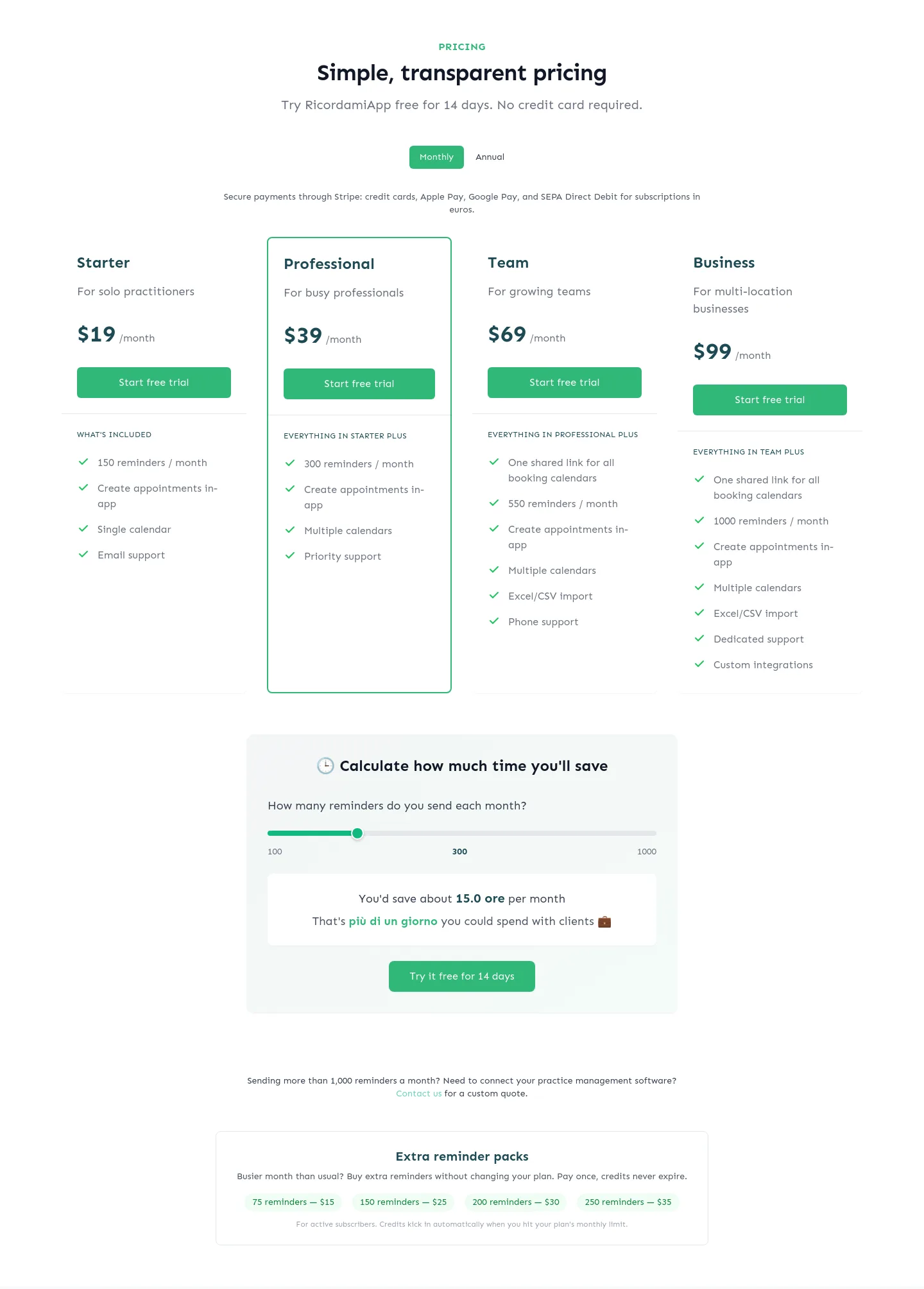ricordamiapp.com — Pricing
