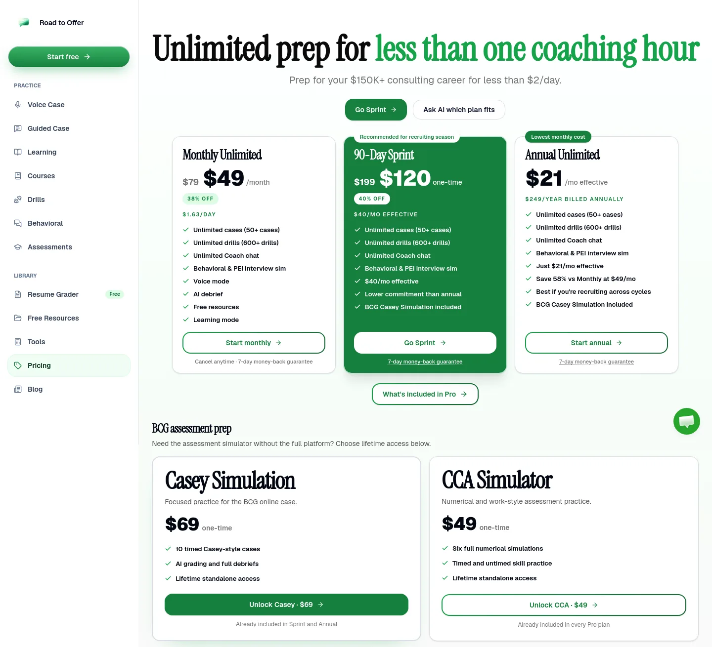 roadtooffer.com Hero section