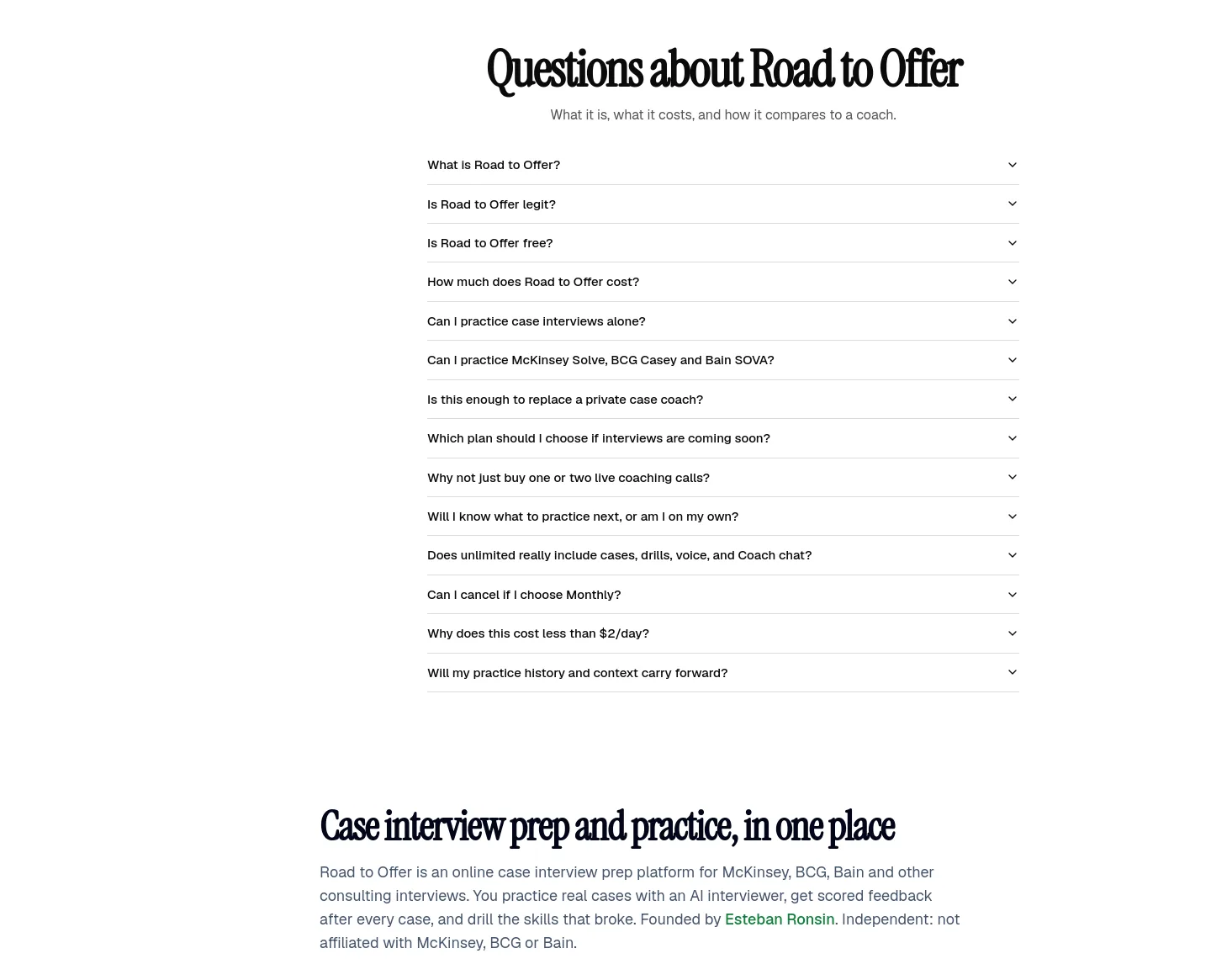 roadtooffer.com — FAQ