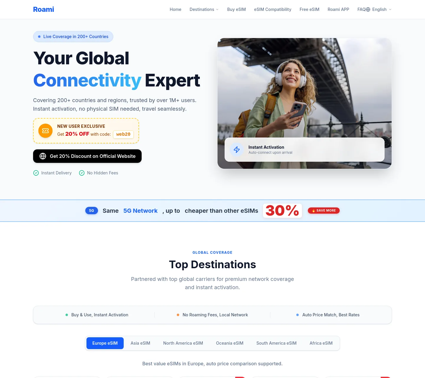 roamiapp.com — a measured funnel