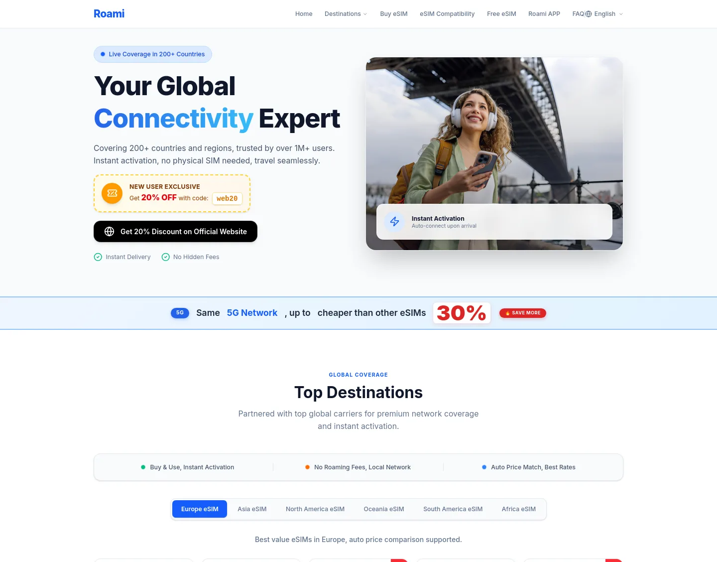 roamiapp.com — a measured funnel