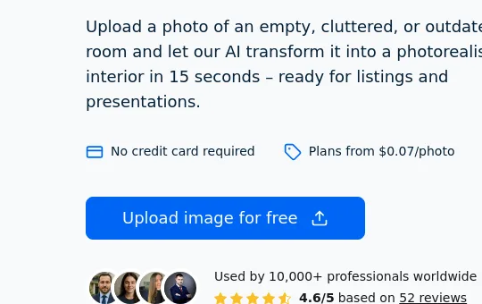 No credit card element from roomstaging.net