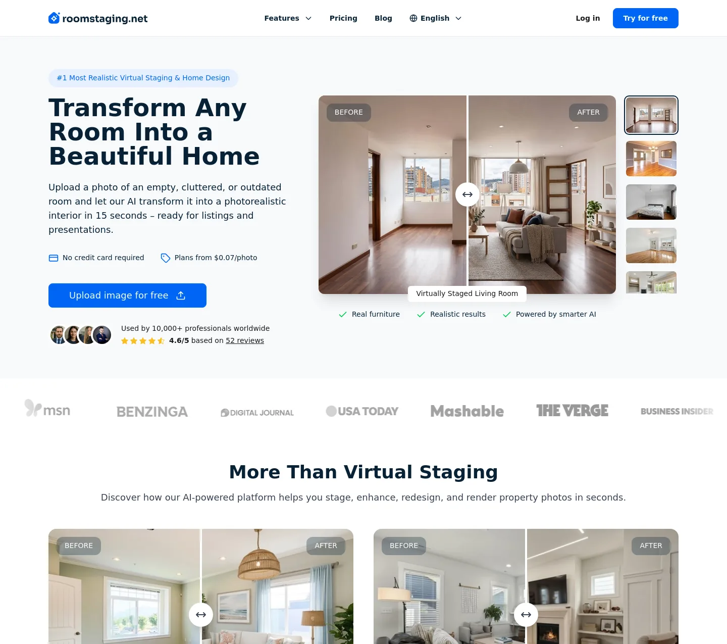 roomstaging.net — a measured funnel