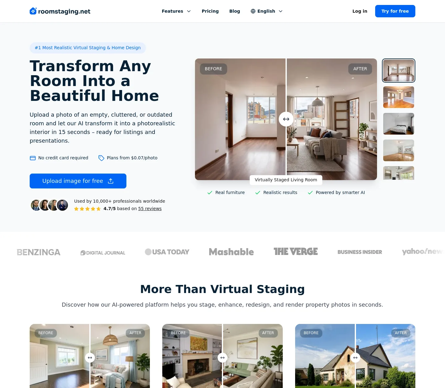 roomstaging.net — a measured funnel