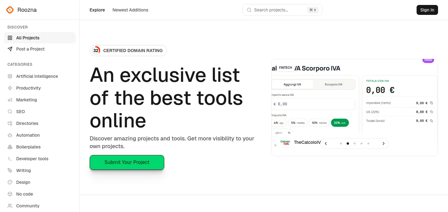 roozna.com — a measured funnel