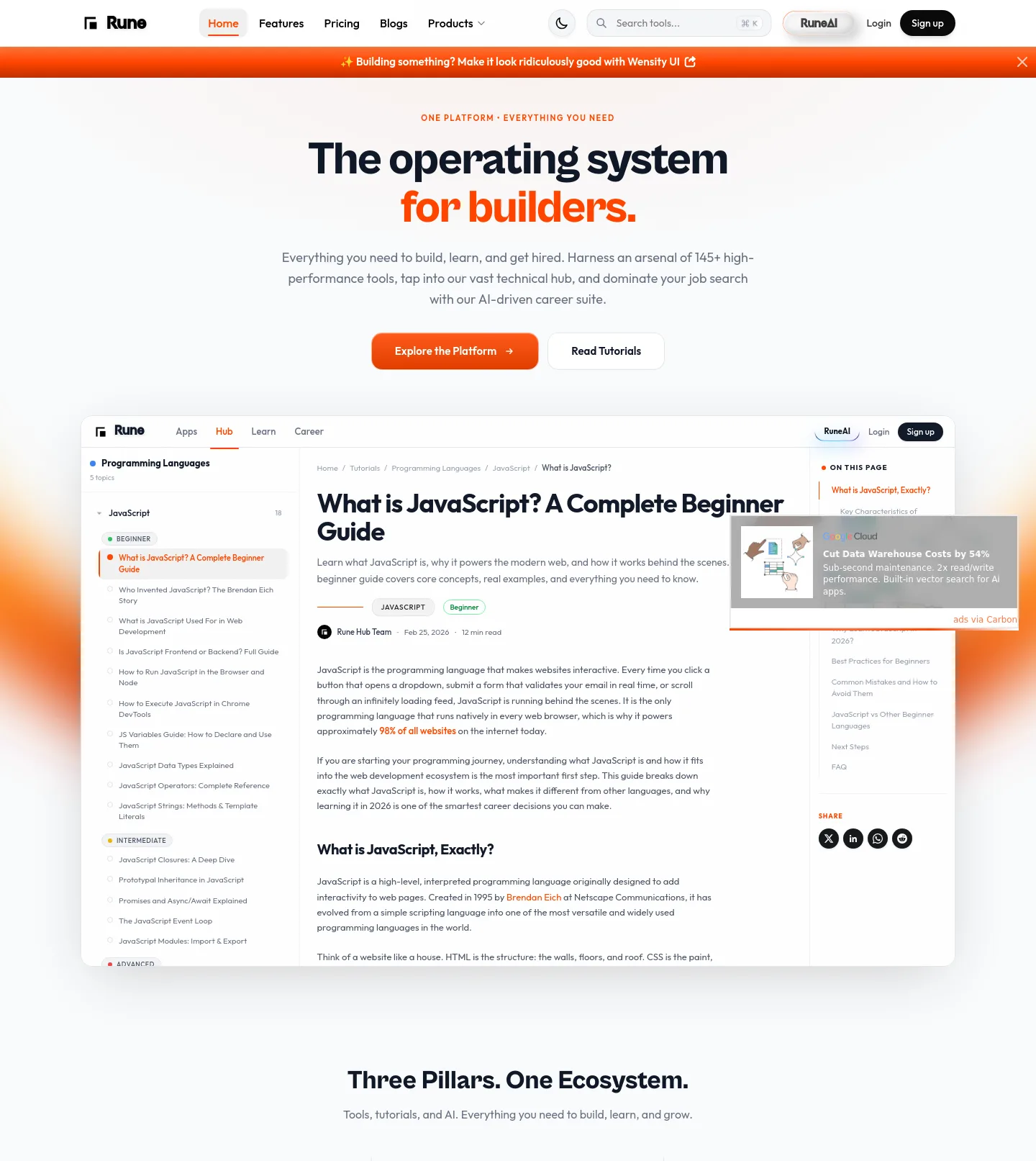 rune.codes — a measured funnel
