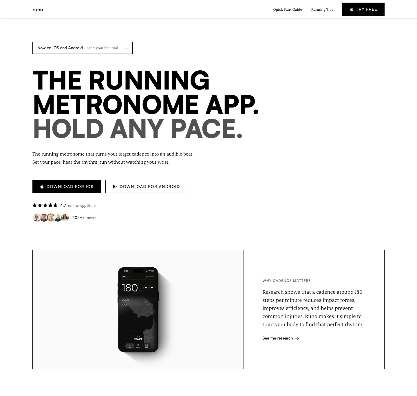 runoapp.com — a real Hero section