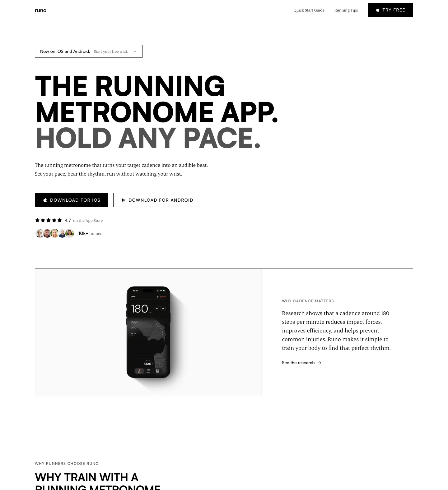 runoapp.com — a measured funnel