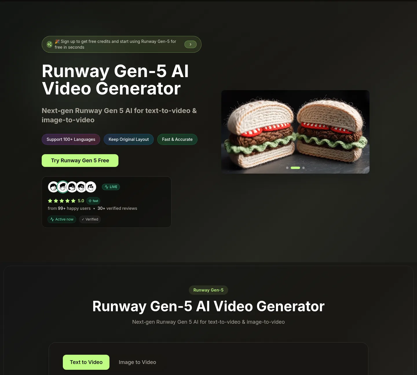 runwaygen5.org — a real Hero section