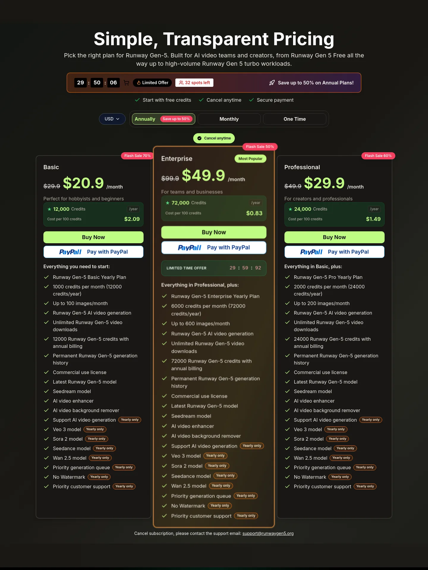 runwaygen5.org — Pricing