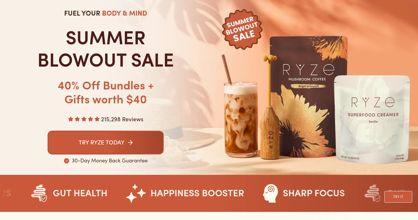 ryzesuperfoods.com Hero section