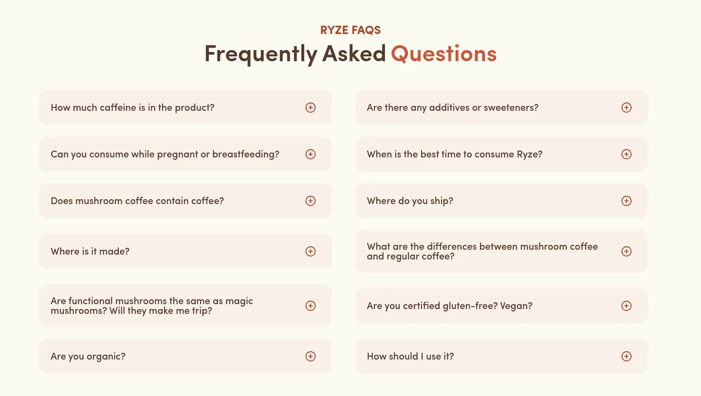 ryzesuperfoods.com FAQ section