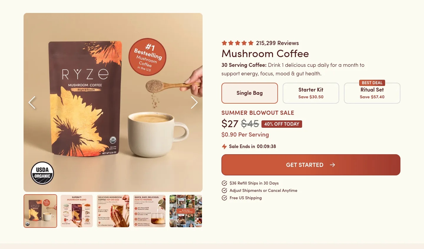 ryzesuperfoods.com Hero section
