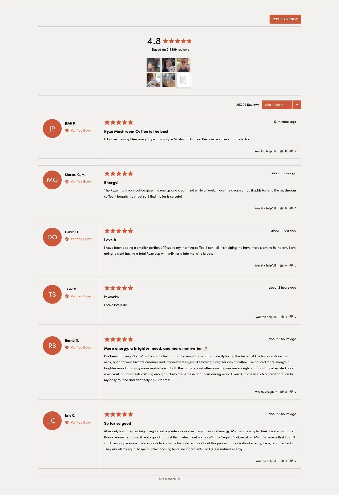ryzesuperfoods.com — a real Reviews section