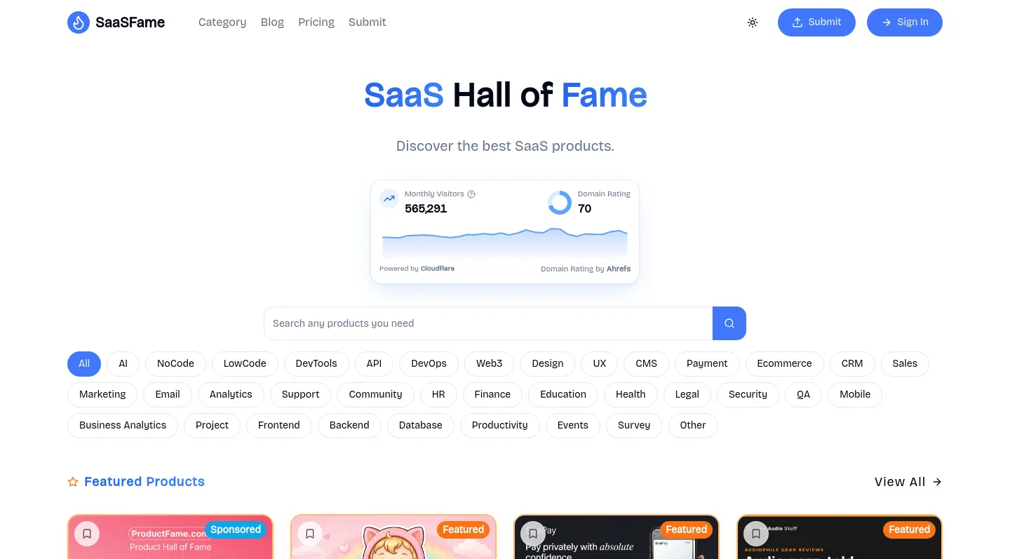 saasfame.com — a measured funnel