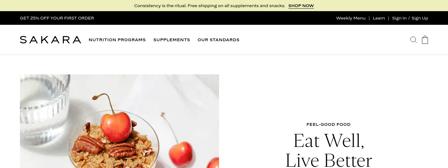 sakara.com — a measured funnel