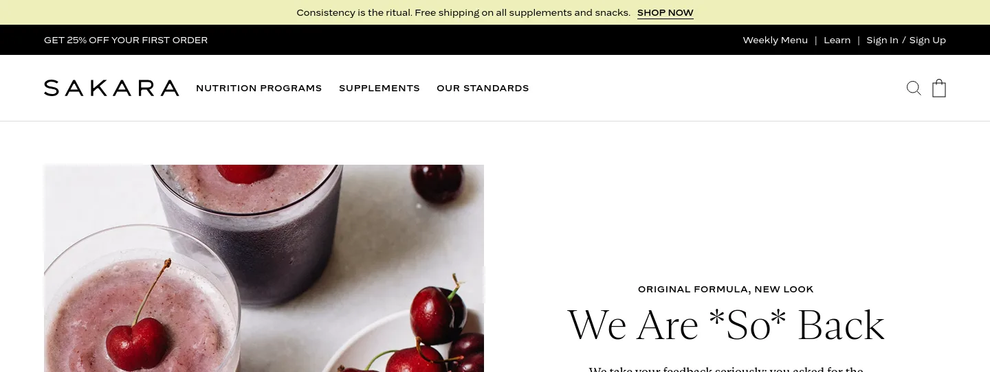 sakara.com — a measured funnel