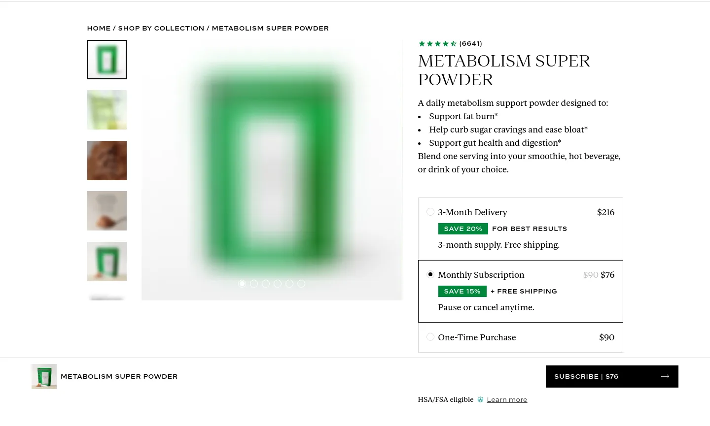 sakara.com — a real Hero section