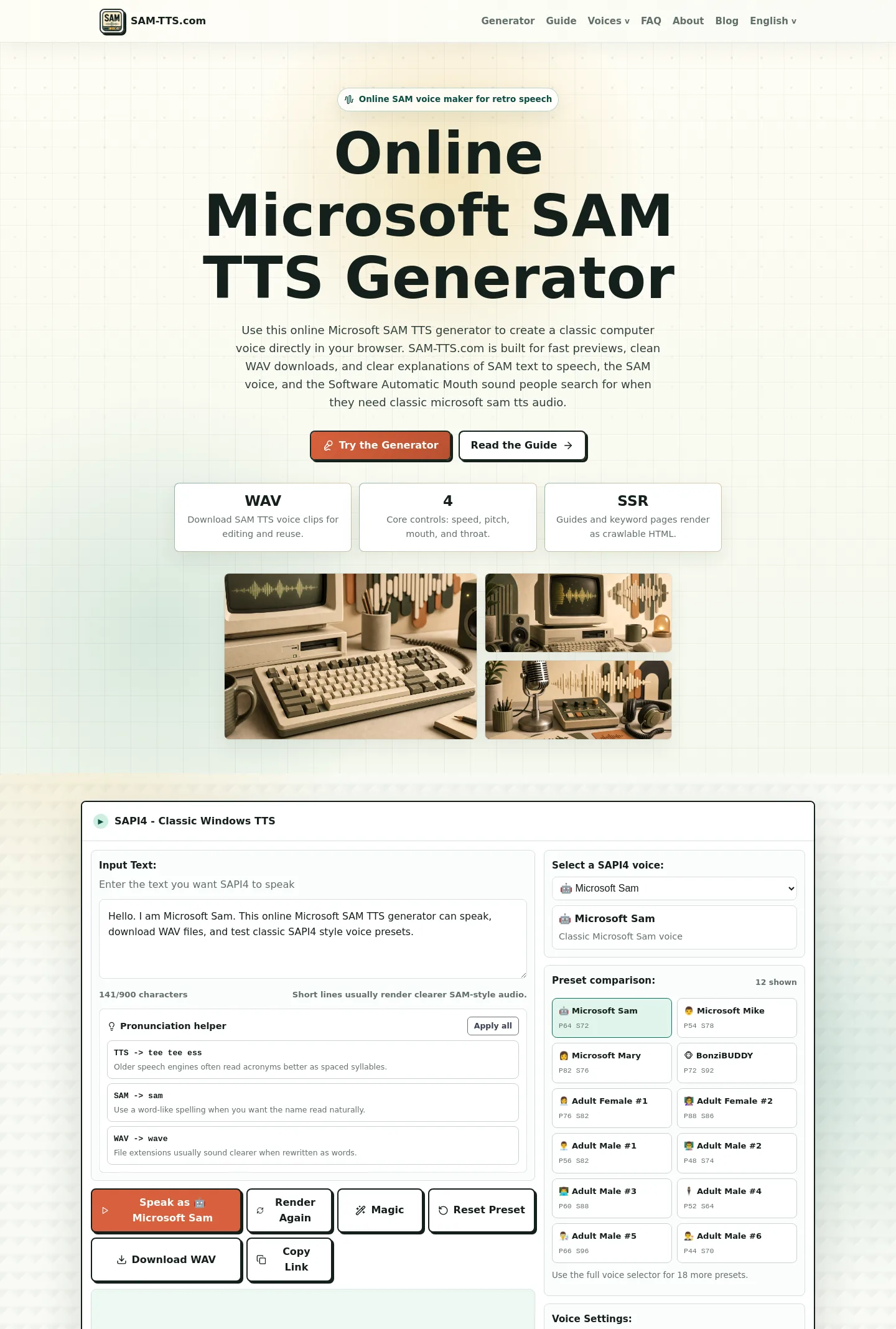 sam-tts.com — a measured funnel