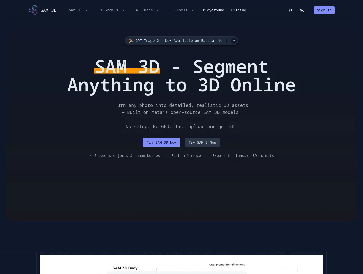 sam3d.org — a measured funnel