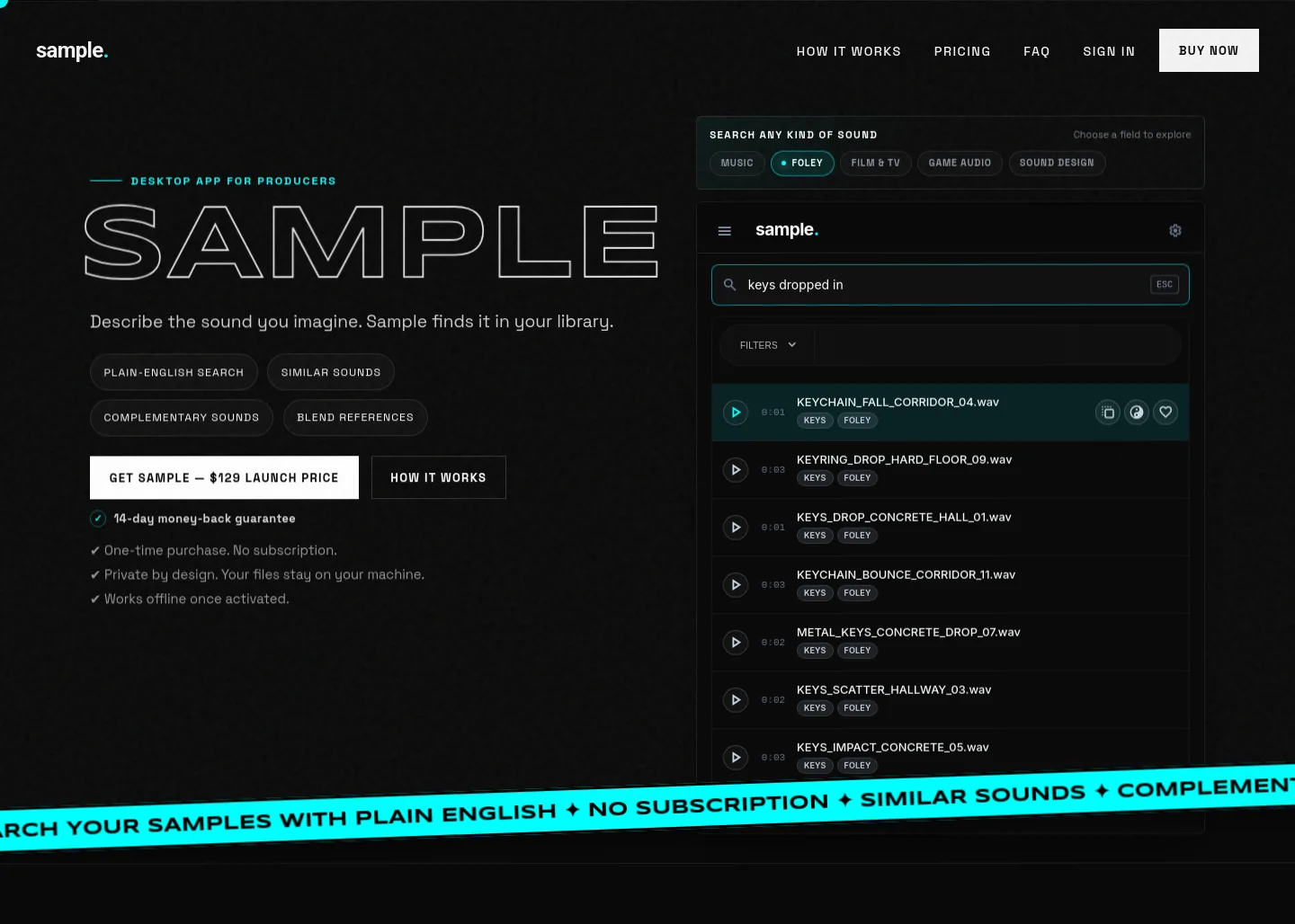 sample.audio — a measured funnel