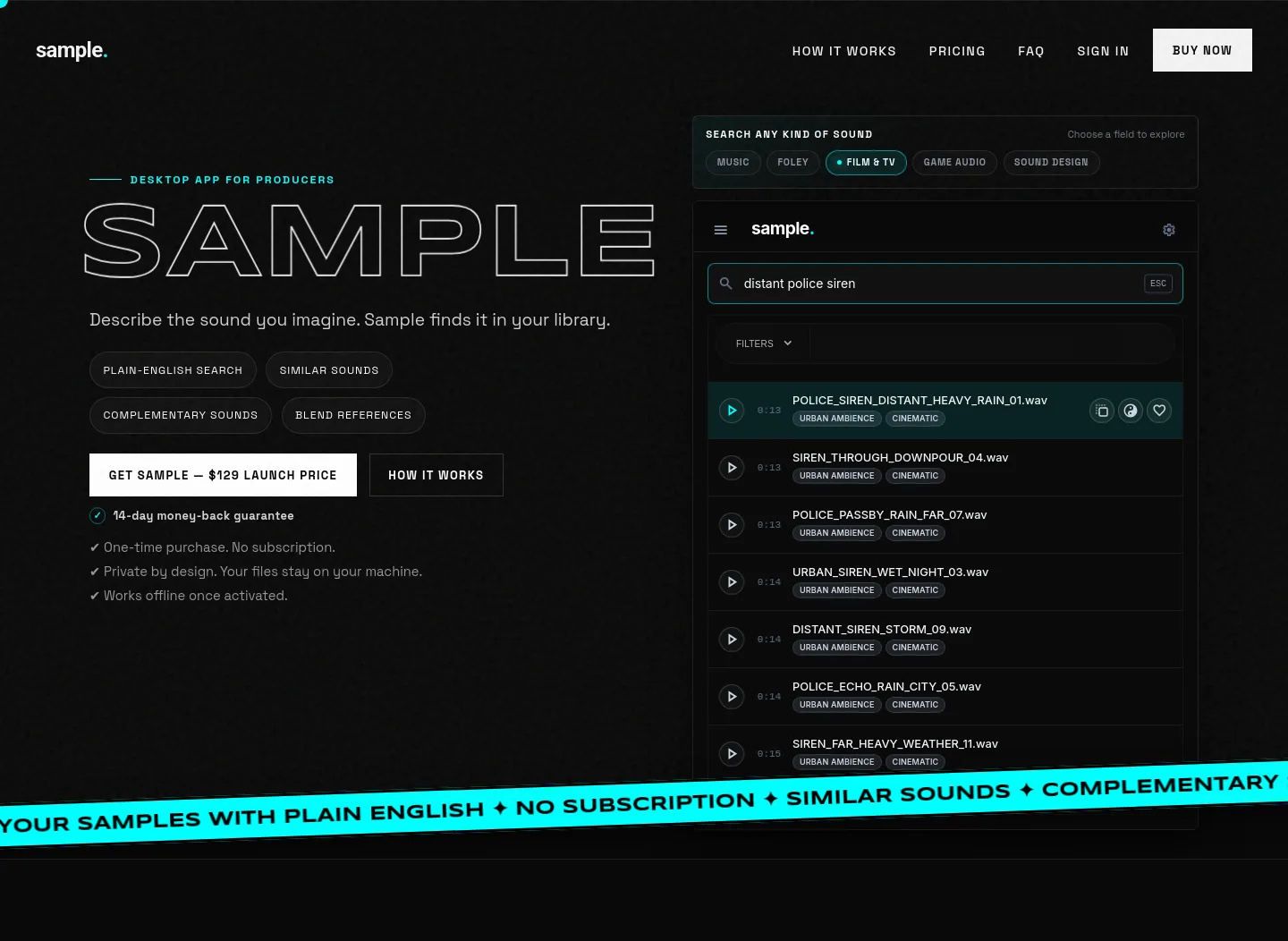 sample.audio — a measured funnel